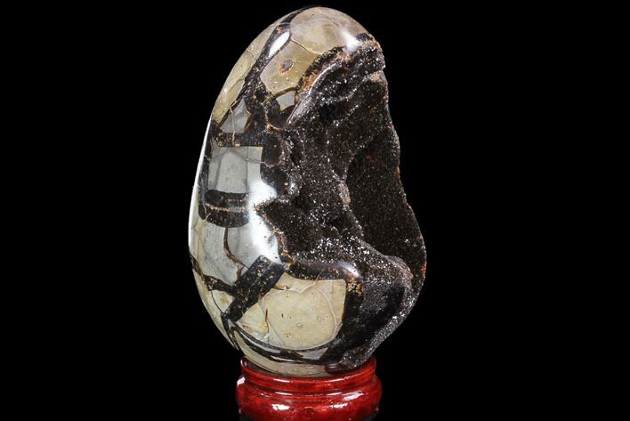 Septarian Dragon Egg Geode - Black Crystals #89583